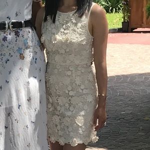 Cream Lace Short Floral Dress